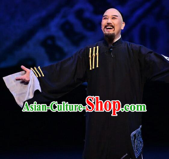 Ji Yin Chuan Qi Chinese Ping Opera Laosheng Hou Wenfu Costumes and Headwear Pingju Opera Elderly Male Apparels Clothing