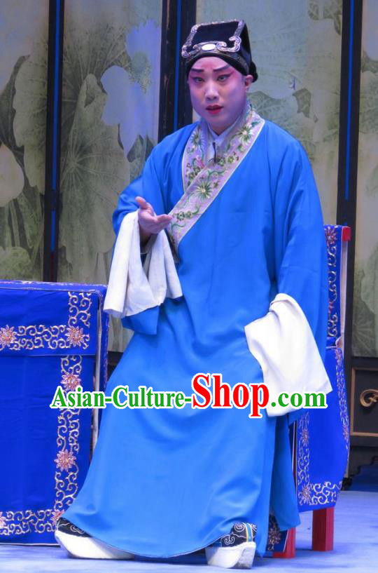 The Beautiful Courtesan Chinese Ping Opera Young Male Costumes and Headwear Pingju Opera Xiaosheng Scholar Li Jia Apparels Clothing