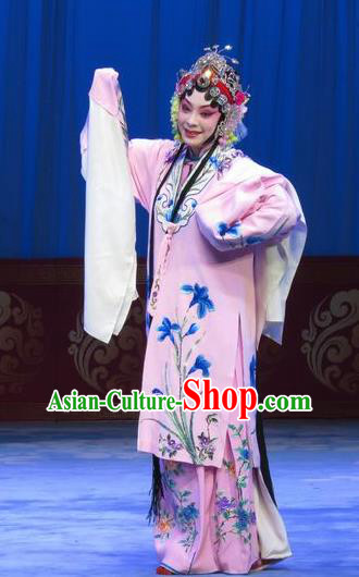 Chinese Ping Opera Actress Costumes Apparels and Headpieces The Beautiful Courtesan Traditional Pingju Opera Hua Tan Pink Dress Diva Du Shiniang Garment