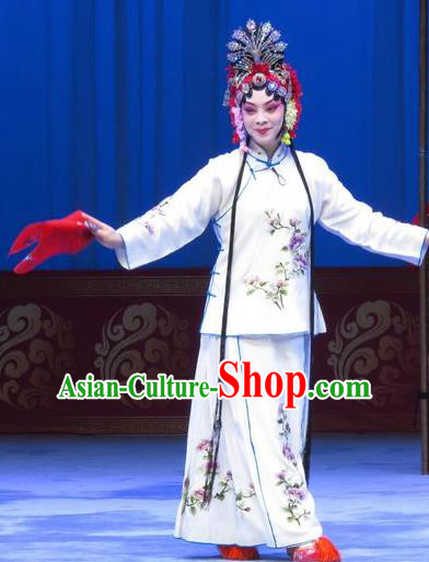 Chinese Ping Opera Young Lady Costumes Apparels and Headpieces The Beautiful Courtesan Traditional Pingju Opera Diva Du Shiniang Dress Garment