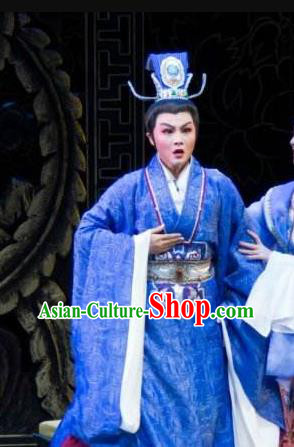 Chinese Yue Opera Young Man Niche Apparels Zhen Huan Shaoxing Opera Xiao Sheng Costumes Prince Garment and Headpieces