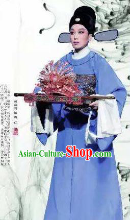 Chinese Yue Opera Niche Scholar Costumes Garment Shaoxing Opera Phoenix Tears Apparels Zhou Ren Official Clothing and Headwear