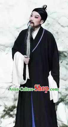 Chinese Yue Opera Elderly Male Costumes Garment Shaoxing Opera Phoenix Tears Apparels Old Scholar Clothing and Headdress