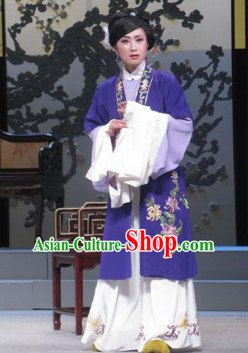 Chinese Shaoxing Opera Female Role Garment Shuang Yu Chan Apparels Yue Opera Actress Costumes Dame Cao Fang Er Dress and Headpiece