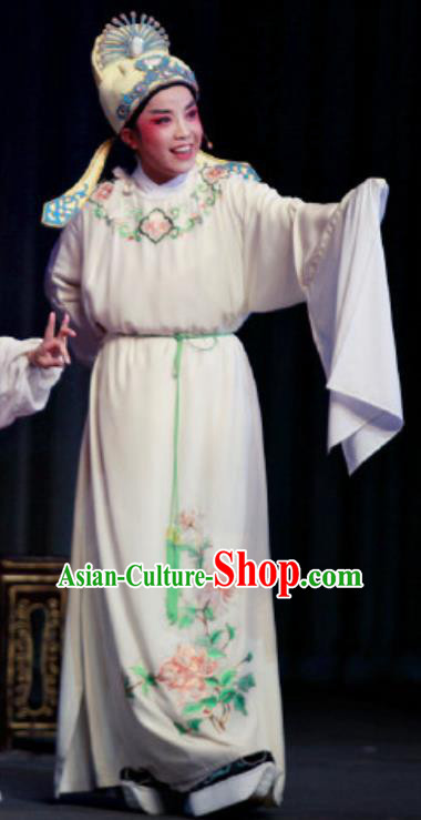 Chinese Yue Opera Young Male Apparels The Wrong Red Silk Shaoxing Opera Scholar Xiaosheng Costumes Garment and Hat