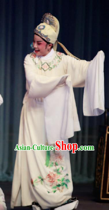 Chinese Yue Opera Young Male Apparels The Wrong Red Silk Shaoxing Opera Scholar Xiaosheng Costumes Garment and Hat