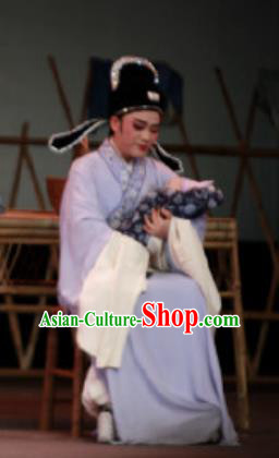 Chinese Yue Opera Scholar Apparels The Wrong Red Silk Shaoxing Opera Xiaosheng Costumes Garment Young Male Robe and Hat