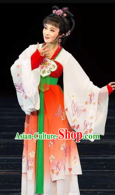 Chinese Shaoxing Opera Actress Phoenix Tears Hu Xiuying Apparels Yue Opera Hua Tan Costumes Dress Garment and Headpieces