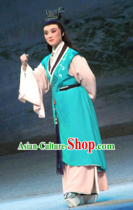 Chinese Yue Opera The Legend of Pearl Zhen Zhu Chuan Qi Qiu Fen Costumes and Headwear Shaoxing Opera Xiao Sheng Apparels Scholar Garment