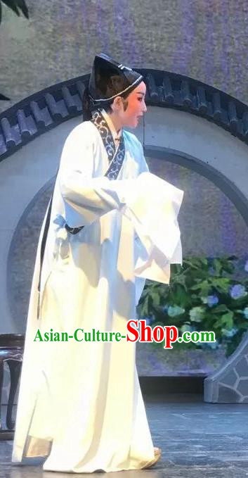 The Wrong Red Silk Chinese Yue Opera Young Male Apparels Shaoxing Opera Xiaosheng Costumes Garment Scholar Robe and Headwear