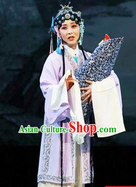Chinese Shaoxing Opera Tsing Yi Dress Garment A Tragic Marriage Yue Opera Female Dan Costumes Distress Maiden Wang Lianjuan Apparels and Headpieces