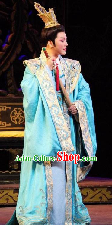 Chinese Yue Opera Royal Prince Apparels Zhen Huan Shaoxing Opera Xiao Sheng Costumes Young Male Noble Childe Garment and Headwear