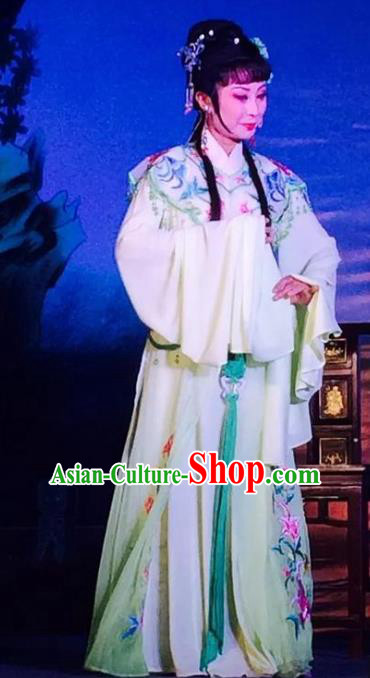 Chinese Shaoxing Opera Rich Mistress The Wrong Red Silk Costumes Yue Opera Garment Young Lady Dress Apparels and Hair Ornament