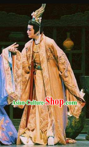 Chinese Yue Opera Young Male Apparels Zhen Huan Shaoxing Opera Xiao Sheng Costumes Royal Prince Garment and Headpiece