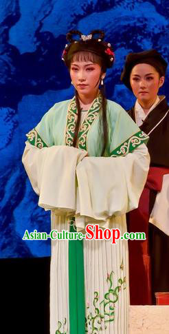 Chinese Shaoxing Opera Maidservant Apparels Flirting Scholar Xiao Dan Costumes Yue Opera Qiu Xiang Dress Garment and Hair Accessories