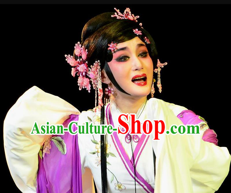 Chinese Shaoxing Opera Hua Tan Dress Garment Dong Xiaowan And Mao Bijiang Yue Opera Costumes Young Female Geisha Apparels and Hair Jewelry