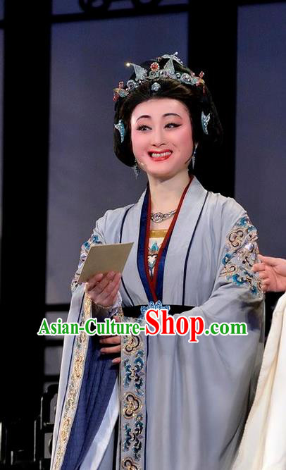 Chinese Shaoxing Opera Elderly Dame Dress Garment Yue Opera Hua Dan Lu You And Tang Wan Old Female Costumes Laodan Apparels and Hair Accessories