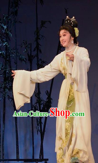 Chinese Shaoxing Opera Young Mistress Garment Yue Opera Lu You And Tang Wan Hua Dan Costumes Noble Lady Apparels Dress and Hair Accessories