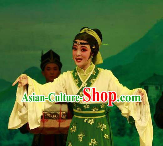 Chinese Shaoxing Opera Young Female Apparels Garment and Headpieces Yue Opera Dress Shuang Jiao Jie Qin Country Woman Costumes