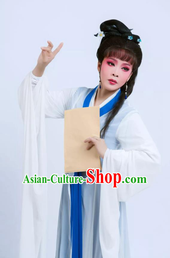Chinese Shaoxing Opera Distress Maiden Apparels and Headpieces Yue Opera Tell On Sargam Young Female Garment Tsing Yi Zhang Zhenzhu Dress Costumes