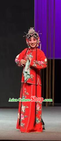 Chinese Shaoxing Opera Xiaodan Red Apparels and Headpieces Yue Opera Tell On Sargam Garment Young Lady Dress Costumes