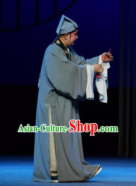 Chinese Yue Opera Young Male Tell On Sargam Costumes and Hat Shaoxing Opera Scholar Garment Clothing Apparels Niche Chen Guangzu Blue Robe