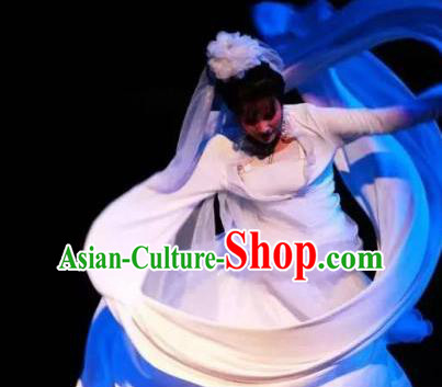 Chinese Shaoxing Opera Courtesan Costumes and Headdress Yue Opera The Ungrateful Lover Qing Tan Jiao Guiying Garment Apparels Hua Tan White Dress