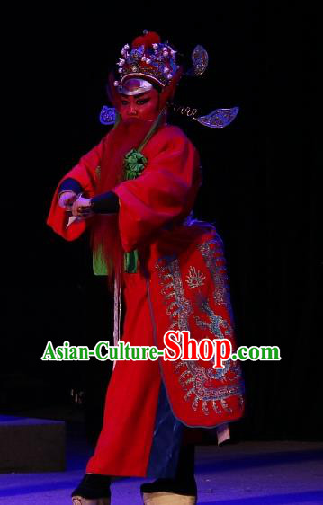 Chinese Yue Opera Assistant The Ungrateful Lover Qing Tan Garment Costumes and Headwear Shaoxing Opera Wusheng Hell Official Clothing Apparels