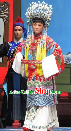 Chinese Shaoxing Opera Bride Embroidered Robe and Headwear Yue Opera Tell On Sargam Costumes Red Dress Zhang Mingzhu Garment Apparels