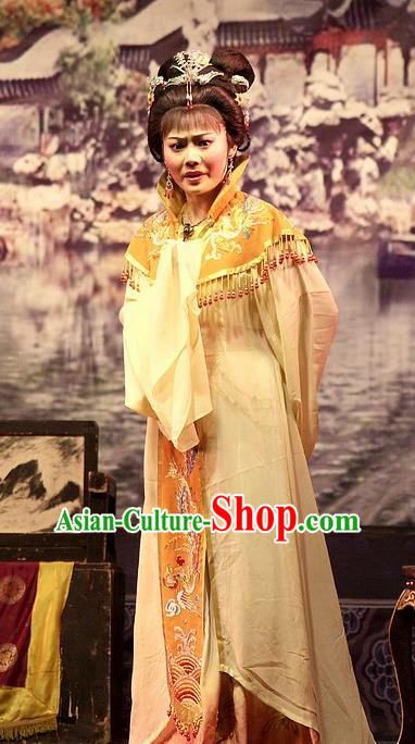 Chinese Shaoxing Opera Young Mistress Embroidered Dress Yue Opera Wu Nv Bai Shou Costumes Garment Noble Female Apparels and Headpieces