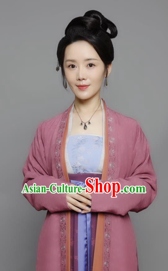 Chinese Ancient Civilian Female Clothing Drama Serenade of Peaceful Joy Song Dynasty Young Hostess Historical Costumes and Headdress Complete Set