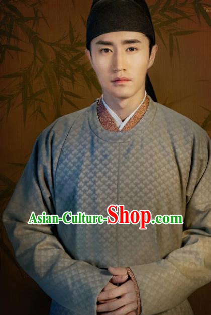 Chinese Ancient Scholar Poet Clothing Historical Drama Serenade of Peaceful Joy Song Dynasty Chancellor Han Qi Costumes Official Garment and Headpiece