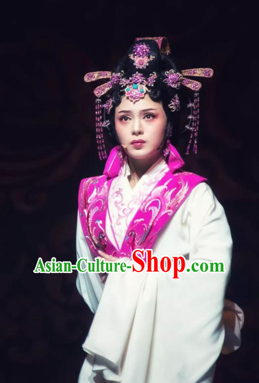 Chinese Shaoxing Opera Princess Huyang Costumes and Hair Jewelry Changle Palace Yue Opera Garment Actress Court Lady Dress Apparels