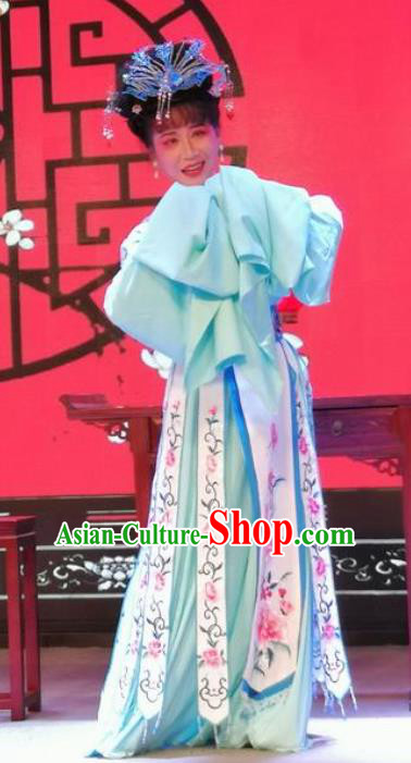 Chinese Shaoxing Opera Actress Dress Costumes and Hair Accessories San Kan Yu Mei Yue Opera Hua Tan Princess Liu Jinding Garment Apparels