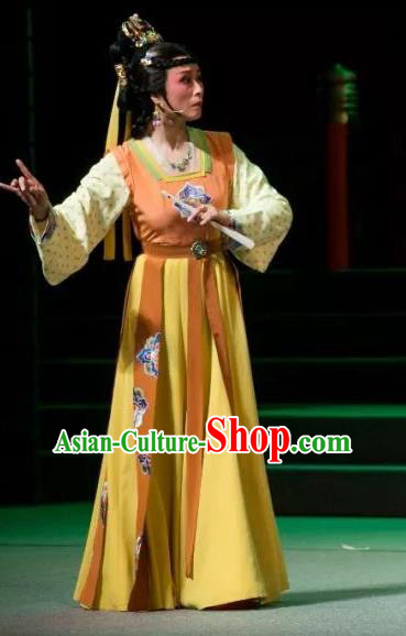 Chinese Shaoxing Opera Palace Lady Dress Costumes and Headpieces The Desolate Palace of Liao Yue Opera Xiao Dan Garment Court Maid Apparels