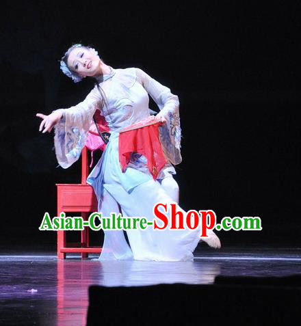 Chinese Opera Maiden Ten Mile Dowry Traditional Wedding Costumes and Headpieces Yue Opera Young Lady Dress Blue Garment Apparels