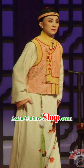Chinese Yue Opera Qing Dynasty Young Male Costumes and Hat Shaoxing Opera Ban Ba Jan Dao Apparels Childe Xu Tianci Garment