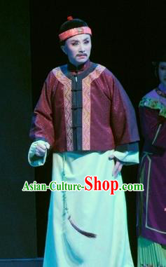 Chinese Yue Opera Qing Dynasty Middle Age Man Costumes and Hat Shaoxing Opera Ban Ba Jan Dao Apparels Garment