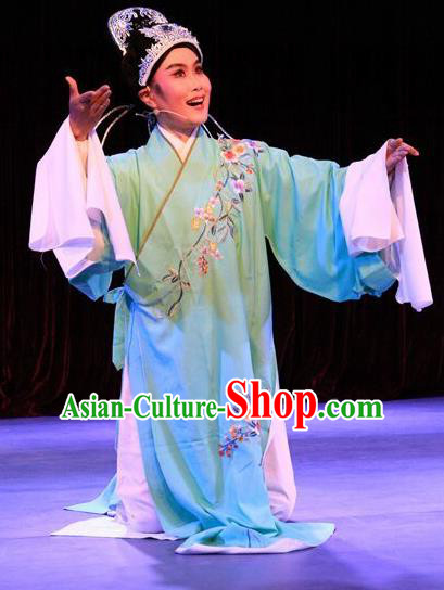 Lions Roar Chinese Yue Opera Young Male Costumes and Hat Shaoxing Opera Niche Apparels Scholar Chen Zao Garment