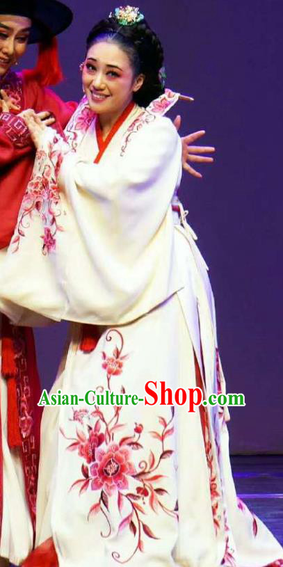 Chinese Shaoxing Opera Korean Geisha Hanbok Garment Apparels and Headdress Chunh Yang Yue Opera Young Female Chun Xiang Dress Costumes