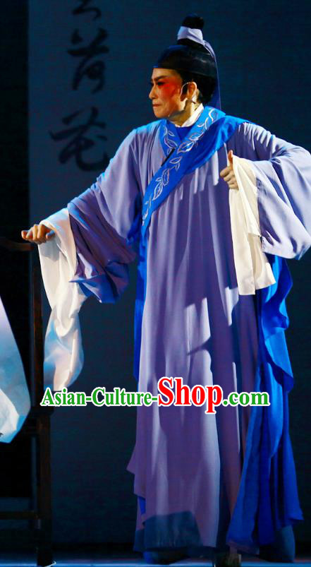 Liu Yong Chinese Yue Opera Male Role Sheng Costumes and Headwear Shaoxing Opera Scholar Poet Garment Apparels