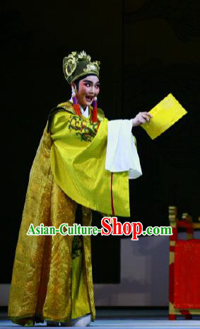 Liu Yong Chinese Yue Opera Xiao Sheng Emperor Garment and Headwear Shaoxing Opera Young Male Apparels Costumes Embroidered Robe