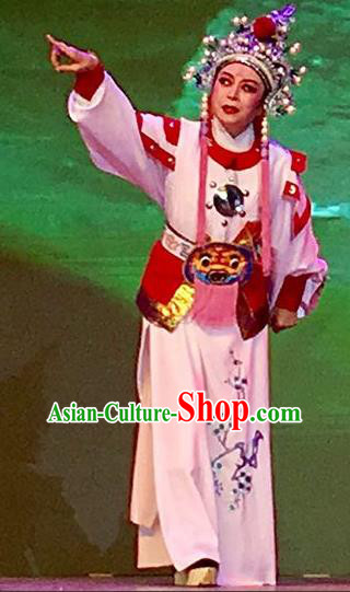 Chinese Yue Opera Takefu Ji Su Apparels and Headwear From Love to Patriotism Deliver the Messenger Shaoxing Opera Wusheng Young Male Garment Costumes