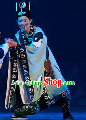 Chinese Yue Opera Taoist Chou Role Costumes and Hat Hai Ming Zhu Shaoxing Opera Elderly Male Garment Apparels