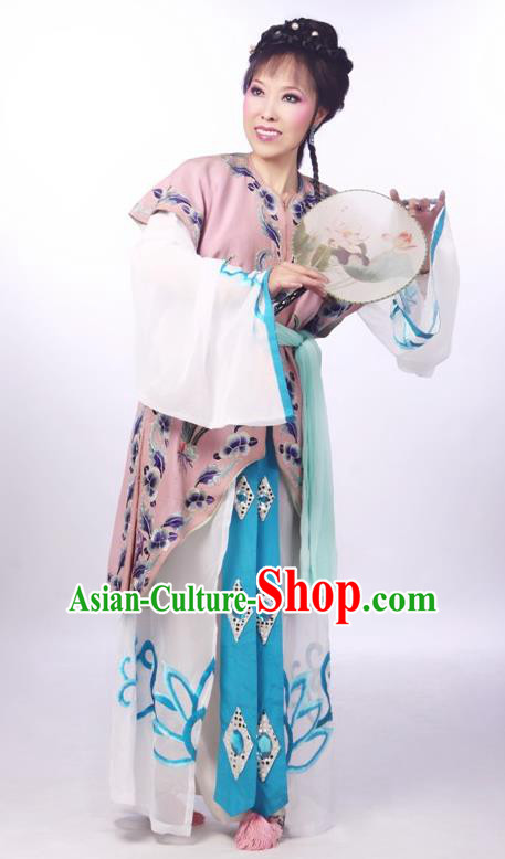 Chinese Shaoxing Opera Xiaodan Dress Apparels and Headdress From Love to Patriotism Deliver the Messenger Yue Opera Young Lady Garment Costumes