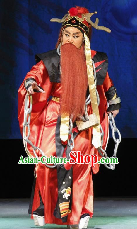Chinese Yue Opera Elderly Male Costumes and Headwear The Princess Messenger Farewell at Lakeside Shaoxing Opera Dragon King Garment Apparels