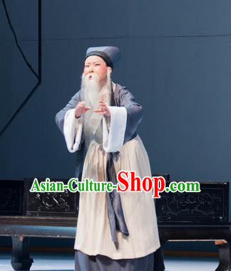 Liu Yong Chinese Yue Opera Elderly Male Garment and Headwear Shaoxing Opera Lao Sheng Costumes Apparels Old Man Clothing