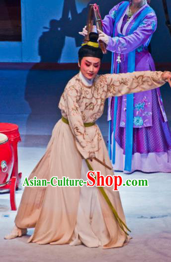 Chinese Yue Opera Scholar Poet Liu Yong Garment and Headwear Shaoxing Opera Xiao Sheng Costumes Apparels Young Man Robe Clothing
