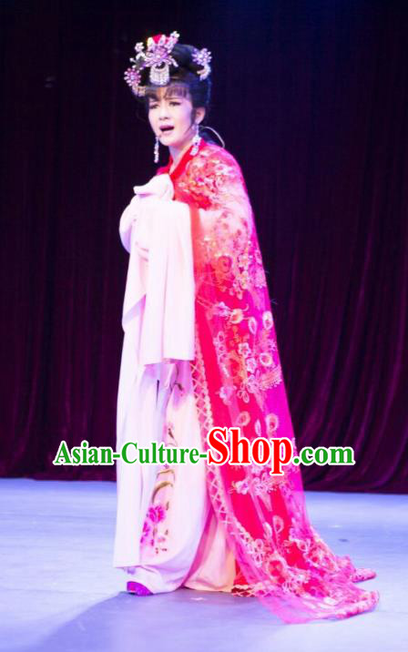 Chinese Shaoxing Opera Courtesan Du Shiniang Costumes and Headpieces The Beautiful Courtesan Yue Opera Hua Tan Dress Actress Garment Apparels