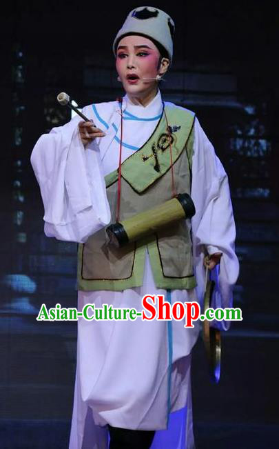 Chinese Yue Opera Night Watchman Zhuang Yuan Da Geng Xiaosheng Garment Costumes and Headwear Shaoxing Opera Young Male Bellman Apparels